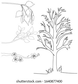 single line drawing of a tree branch