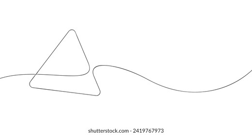 Dibujo de una sola línea de un triángulo. Icono de triángulo de línea continua. Un icono de línea. Ilustración del vector