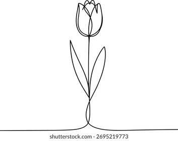 Einzeilige Zeichnung eines Tulpenblumenlinienmusters