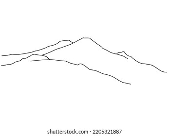 Single line drawing of two mountains and hills. One line dynamic minimalist concept drawing graphic design vector illustration