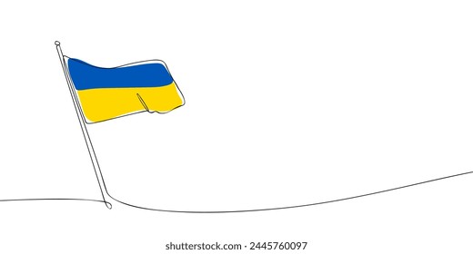 A single line drawing of a Ukrainian flag. Continuous line Ukraine icon. One line icon. Vector illustration