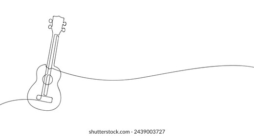 A single line drawing of a ukulele. Continuous line ukulele icon. One line icon. Vector illustration