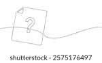A single line drawing of a unknown file. Continuous line question mark file icon. One line icon unknown file format. Vector illustration.
