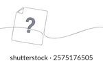 A single line drawing of a unknown file. Continuous line question mark file icon in color. One line icon unknown file format. Vector illustration.