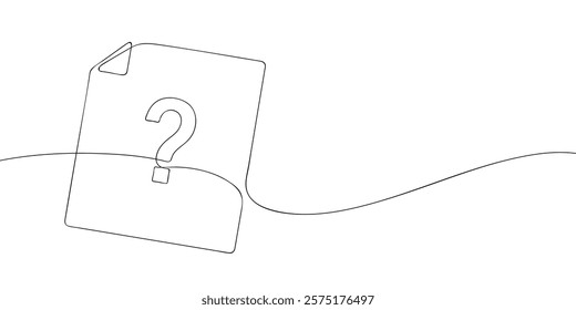 A single line drawing of a unknown file. Continuous line question mark file icon. One line icon unknown file format. Vector illustration.