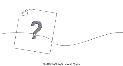 A single line drawing of a unknown file. Continuous line question mark file icon in color. One line icon unknown file format. Vector illustration.