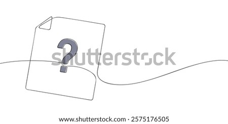 A single line drawing of a unknown file. Continuous line question mark file icon in color. One line icon unknown file format. Vector illustration.