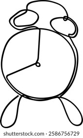 Single Line Drawing of Upright Alarm Clock
