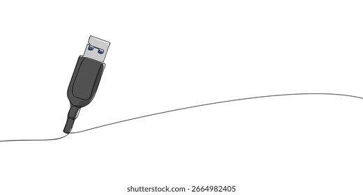 Single line drawing of a USB cable. Colored continuous line icon. Vector illustration.