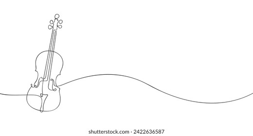 A single line drawing of a violin. Continuous line violin icon. One line icon. Vector illustration