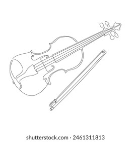 Dibujo de una sola línea de un violín. Icono de violín de línea continua. Icono de una línea.