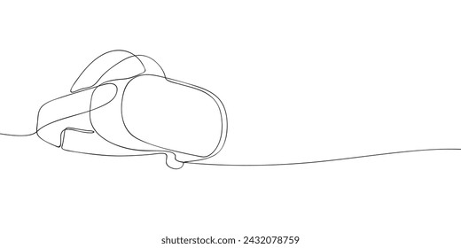 A single line drawing of a virtual reality glasses. Continuous line phone virtual reality headset icon. One line icon. Vector illustration