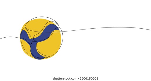 Eine einzeilige Zeichnung eines Volleyballs. Kontinuierliche Linie Ball für Volleyball-Symbol. Symbol für eine Zeile. Vektorgrafik.