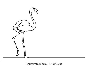 Single Line Drawing Of Walking Flamingo