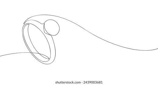 A single line drawing of a wedding ring. Continuous line ring icon. One line icon. Vector illustration