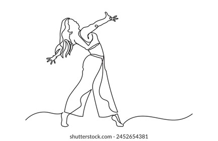 single line drawing of a woman ballet dancer.ballet Ballerina continuous line art drawing.Ballet Dancer ballerina. Vector Illustration.
