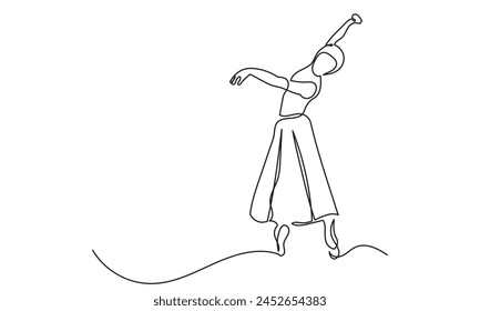 single line drawing of a woman ballet dancer.ballet Ballerina continuous line art drawing.Ballet Dancer ballerina. Vector Illustration.
