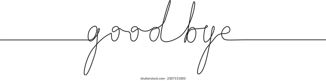 single line drawing of words GOOD BYE, handwriting line art vector illustration