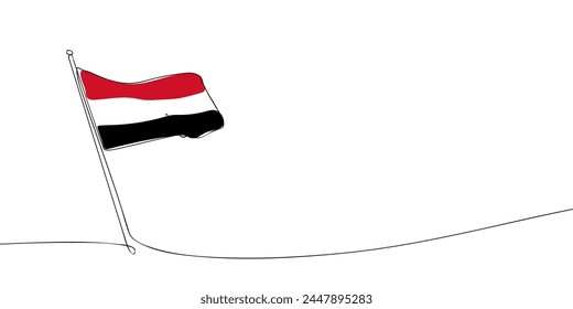 A single line drawing of a Yemeni flag. Continuous line Yemen icon. One line icon. Vector illustration