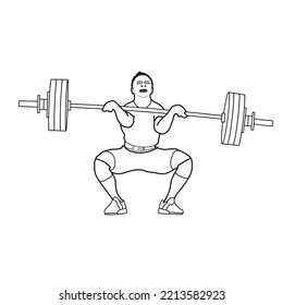 Single line drawing of young strong weightlifter man preparing for barbell workout in gym. Weight lifting training concept. Trendy draw graphic design vector illustration