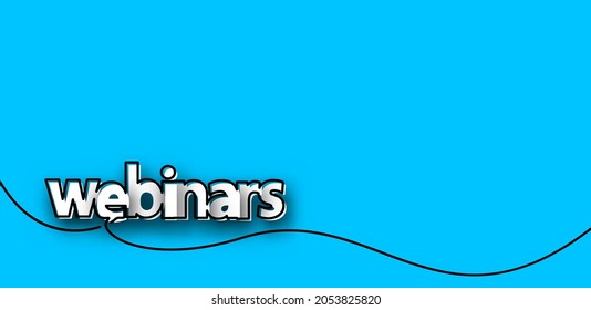 Single line drawn contour of webinars sign. Yellow background with space for text. Vector illustration.
