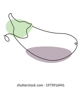 Single line drawn eggplant without background