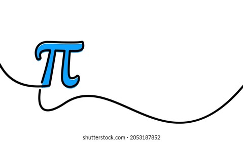 Single line drawn greek alphabet letters outline. Pi letter. Vector illustration.