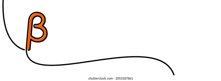 Single line drawn greek alphabet letters outline. Beta letter. Vector illustration.