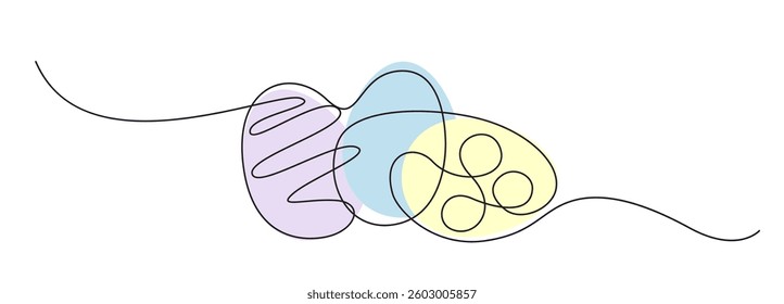 Single line egg, hand drawn continuous one line The Easter symbol, minimalist one line art eggs drawing shape, vector illustration