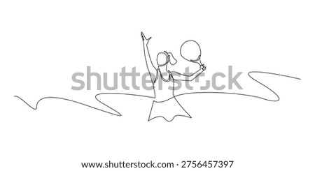 single line female padel player hitting ball.continuous line drawing of woman athlete swinging racket.sport action concept.one line vector illustration.