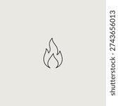 Single line flame icon flat vector design.
