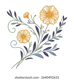 single line floral artwork with abstract flower shapes.trendy botanical sketch for textiles.elegant flower illustration for fashion prints

