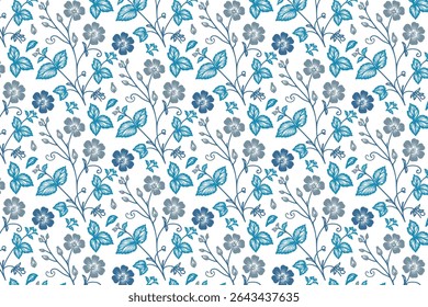 single line flower artwork with leaf and stem accents in modern repeat pattern for home fashion textile wrapping and kitchen designs

