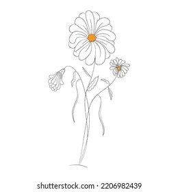 Single Line Flower On White Background Stock Vector (Royalty Free ...