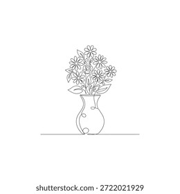 Einzeiliges Blumentopf-Symbol flaches Vektordesign.