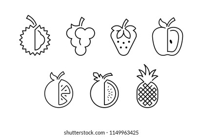 Single line Fruits logo Set, Fruits Icon Set