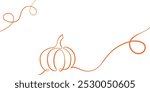 Single line Halloween pumpkin lantern frame, decorative minimalist vector elegant holiday banner design, isolated