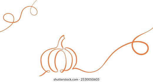 Marco de la linterna de la calabaza de Halloween de la sola línea, diseño elegante del Anuncio de vacaciones del Vector minimalista decorativo, aislado