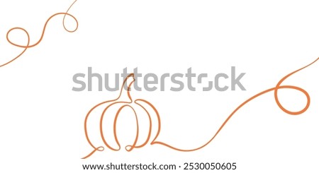 Single line Halloween pumpkin lantern frame, decorative minimalist vector elegant holiday banner design, isolated