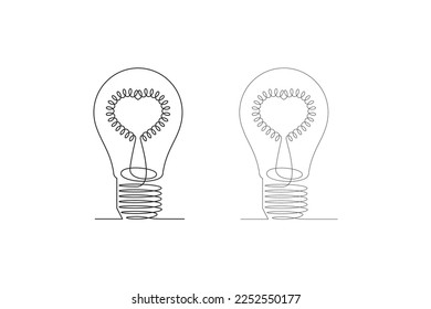 trazo de mano de una sola línea.
ilustración de la bombilla del corazón.
Símbolo de icono en términos simples.
vector garabato.