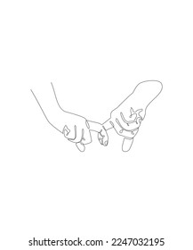 single line hand draw.
illuatration of two hands clasped fingers
Icon symbol in simple terms.
doodle vector.