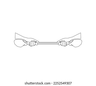 single line hand draw.
illustration of two hands pulling a rope.
Icon symbol in simple terms.
doodle vector.