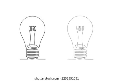 single line hand draw.
light bulb illustration.
Icon symbol in simple terms.
doodle vector.