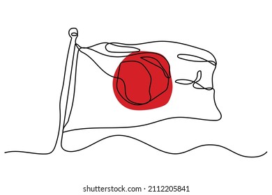 ilustración vectorial continua de bandera japonesa de línea única dibujada a mano