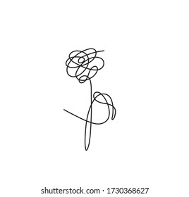 Single line hand drawn flower. One line flower sketch. Linear drawing.