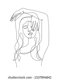Single line hand drawn young woman figure, body, female beauty, minimalistic beautyful sexy girl. Dynamic continuous one line graphic vector design. Black and white illustration