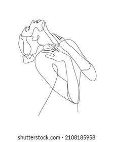 Figura de mujer joven de una sola línea dibujada a mano, cuerpo, belleza femenina, chica guapa minimalista. Diseño de vector gráfico continuo dinámico de una línea. Ilustración en blanco y negro