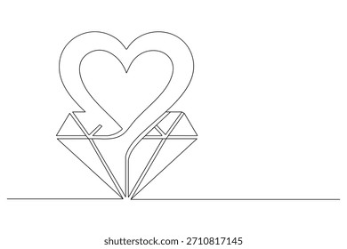 Einzeiliges Herzkunstwerk mit sanften minimalistischen Kurven für elegante, romantische, abstrakte Illustration