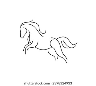 Single Line Horse Mascot, Logo Design Vector