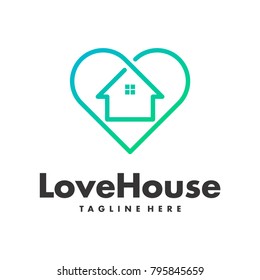 single line house and heart in one shape